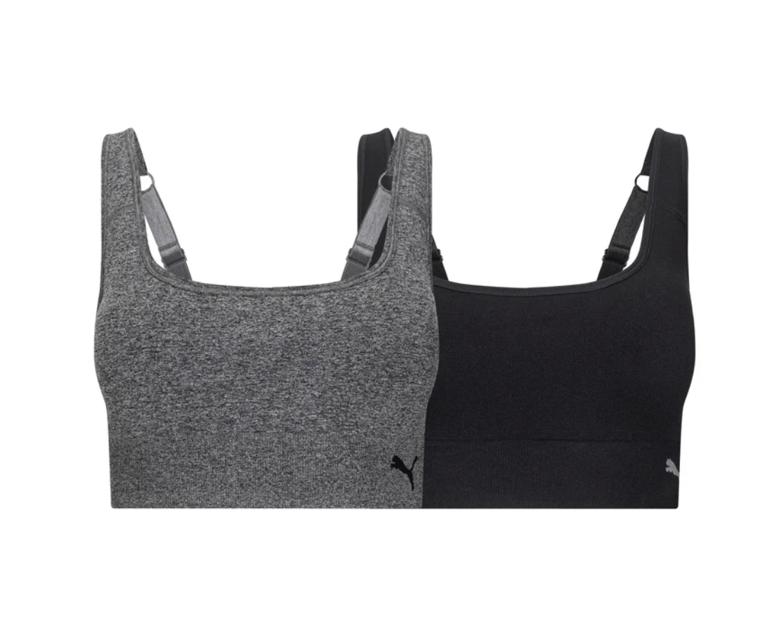 PUMA Ladies' Seamless Sports Bra - (Black) (2-Pair)